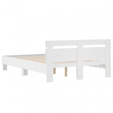 Cadru de pat cu tăblie, alb, 120x190 cm, lemn prelucrat - Img 5