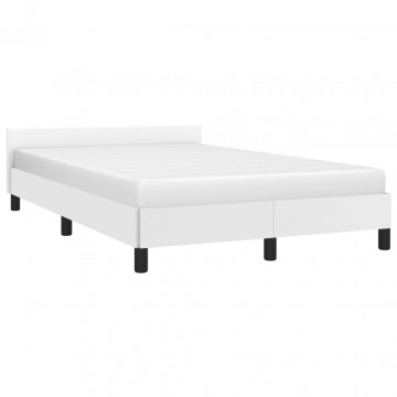 Cadru de pat cu tăblie, alb, 120x200 cm, piele ecologică - Img 3