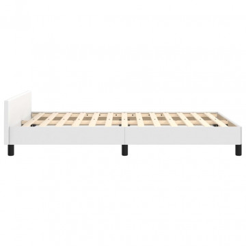 Cadru de pat cu tăblie, alb, 120x200 cm, piele ecologică - Img 5