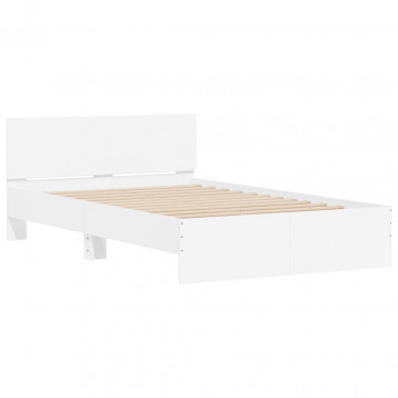 Cadru de pat cu tăblie, alb, 135x190 cm - Img 4