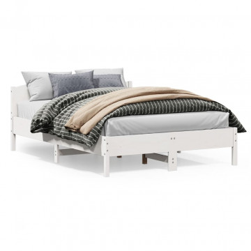 Cadru de pat cu tăblie, alb, 150x200 cm lemn masiv pin - Img 1