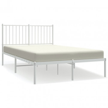 Cadru de pat cu tăblie, alb, 196x126x90,5 cm, oțel - Img 2