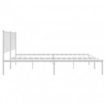 Cadru de pat cu tăblie, alb, 196x126x90,5 cm, oțel - Img 5