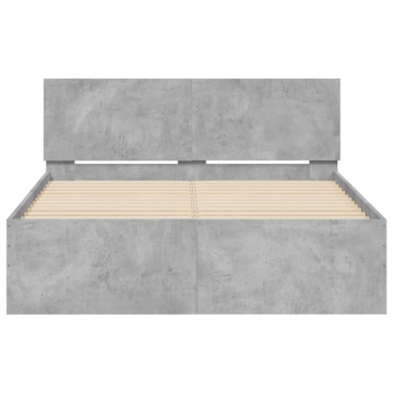 Cadru de pat cu tăblie, gri beton, 120x200 cm - Img 8