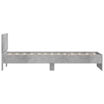 Cadru de pat cu tăblie, gri beton, 75x190 cm, lemn prelucrat - Img 5