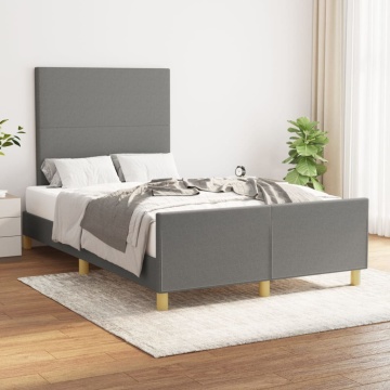 Cadru de pat cu tăblie, gri închis, 120x200 cm, textil - Img 1