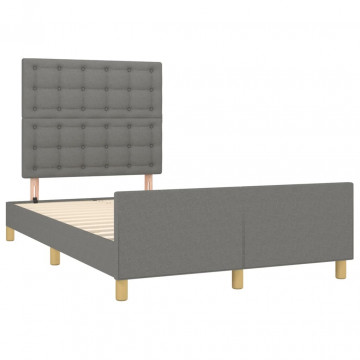 Cadru de pat cu tăblie, gri închis, 120x200 cm, textil - Img 4