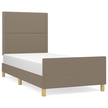 Cadru de pat cu tăblie, gri taupe, 100x200 cm, textil - Img 2
