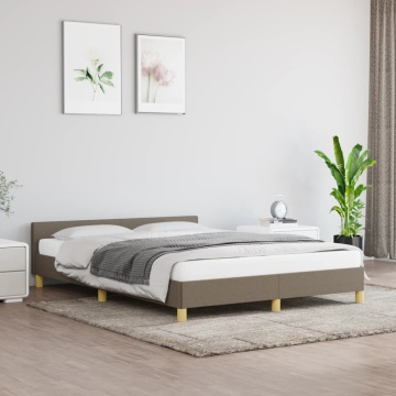 Cadru de pat cu tăblie, gri taupe, 140x190 cm, textil - Img 1