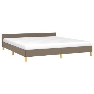 Cadru de pat cu tăblie, gri taupe, 180x200 cm, textil - Img 3