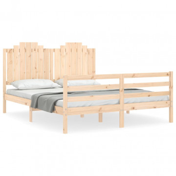 Cadru de pat cu tăblie, king size, lemn masiv - Img 2