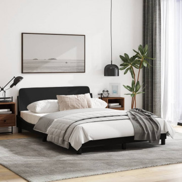 Cadru de pat cu tăblie, negru, 140x200 cm, textil - Img 3