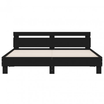 Cadru de pat cu tăblie, negru, 180x200 cm, lemn prelucrat - Img 8