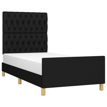 Cadru de pat cu tăblie, negru, 90x190 cm, textil - Img 3