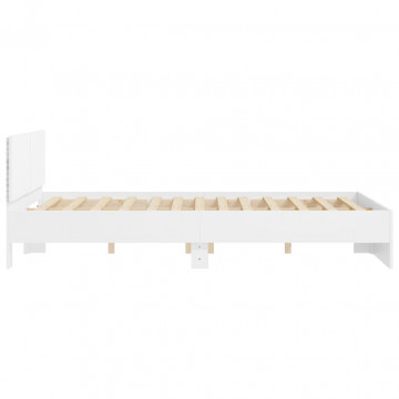 Cadru de pat cu tăblie și LED, alb, 150x200 cm - Img 7