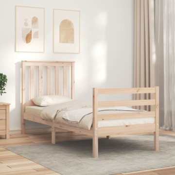 Cadru de pat cu tăblie single mic, lemn masiv - Img 3