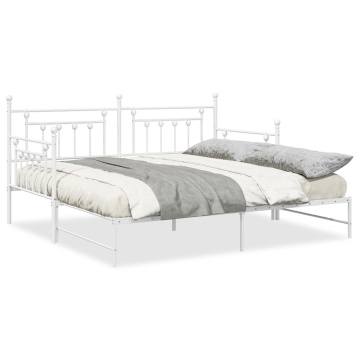 Cadru de pat Daybed cu pat rabatabil Alb 90x200 cm Oțel - Img 4