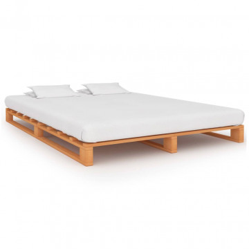 Cadru de pat din paleți, maro, 120x200 cm, lemn masiv pin - Img 1