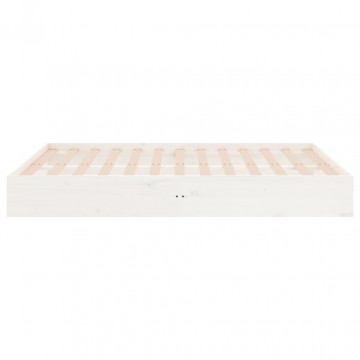 Cadru de pat dublu 4FT6, alb, 135x190 cm, lemn masiv - Img 5