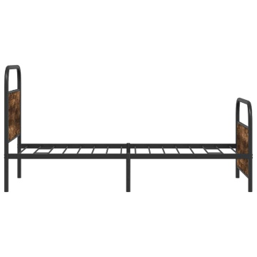 Cadru de pat fără saltea 90x200cm Stejar fumuriu lemn prelucrat - Img 5