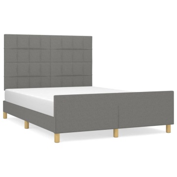 Cadru de pat fără saltea, gri închis, 140x190 cm, textil - Img 2