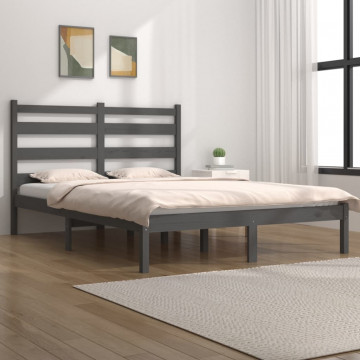 Cadru de pat, gri, 120x200 cm, lemn masiv de pin - Img 1