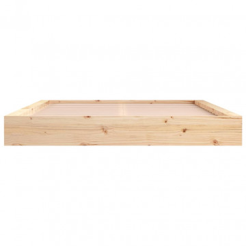 Cadru de pat, gri, 150x200 cm, lemn masiv, King Size 5FT - Img 4
