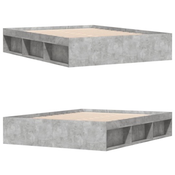 Cadru de pat, gri beton, 140x200 cm - Img 4