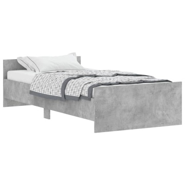 Cadru de pat, gri beton, 90x190 cm, lemn prelucrat - Img 2