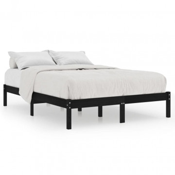 Cadru de pat King Size, negru, 150x200 cm, lemn masiv - Img 2
