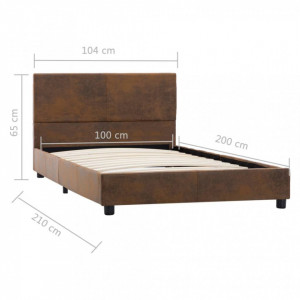 Cadru de pat, maro, 100 x 200 cm, piele întoarsă ecologică - Img 7
