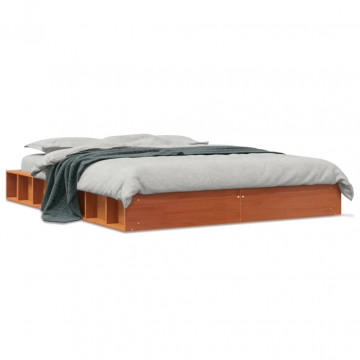Cadru de pat, maro ceruit, 120x190 cm, lemn masiv de pin - Img 1