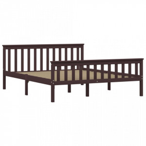 Cadru de pat, maro închis, 160 x 200 cm, lemn masiv de pin - Img 2