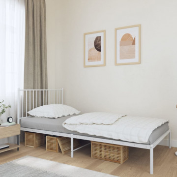 Cadru de pat metalic cu tăblie, alb, 100x190 cm - Img 1