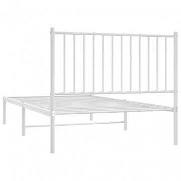 Cadru de pat metalic cu tăblie, alb, 100x190 cm - Img 6