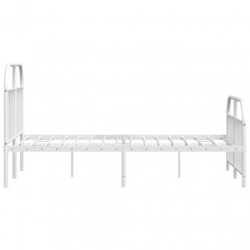 Cadru de pat metalic cu tăblie, alb, 120x200 cm - Img 6
