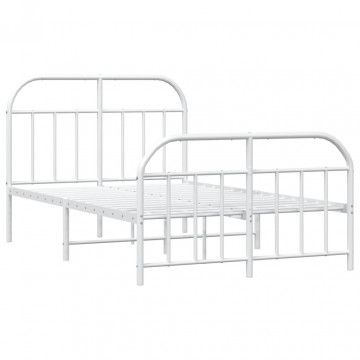 Cadru de pat metalic cu tăblie, alb, 120x200 cm - Img 8