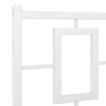 Cadru de pat metalic cu tăblie, alb, 140x190 cm - Img 7