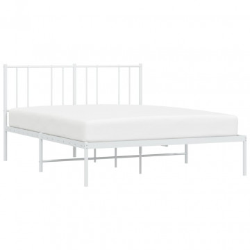 Cadru de pat metalic cu tăblie, alb, 140x200 cm - Img 3