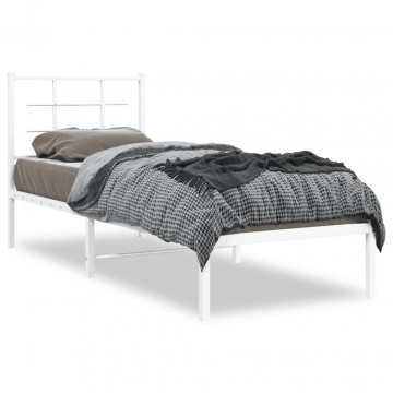 Cadru de pat metalic cu tăblie, alb, 80x200 cm - Img 1