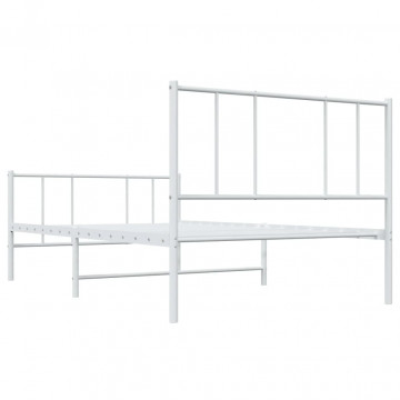Cadru de pat metalic cu tăblie de cap/picioare, alb, 90x190 cm - Img 7