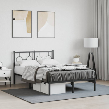 Cadru de pat metalic cu tăblie, negru, 120x190 cm - Img 3