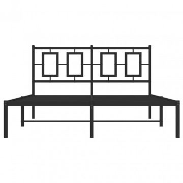 Cadru de pat metalic cu tăblie, negru, 135x190 cm - Img 8