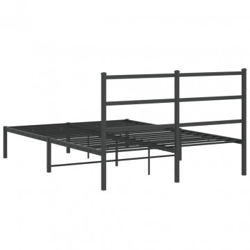 Cadru de pat metalic cu tăblie, negru, 140x200 cm - Img 6
