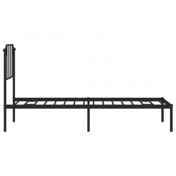 Cadru de pat metalic cu tăblie, negru, 80x200 cm - Img 5