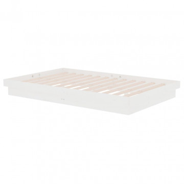 Cadru de pat mic dublu 4FT, alb, 120x190 cm, lemn masiv - Img 4