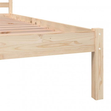 Cadru de pat mic single, 75x190 cm, lemn masiv de pin - Img 5