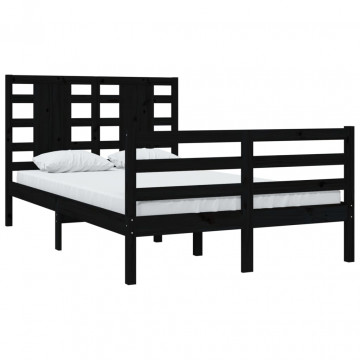 Cadru de pat, negru, 120x200 cm, lemn masiv de pin - Img 3