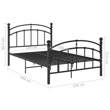 Cadru de pat, negru, 120x200 cm, metal - Img 6