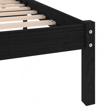 Cadru de pat, negru, 140x190 cm, lemn masiv de pin - Img 5